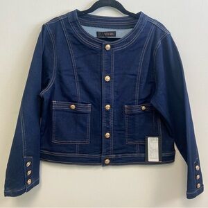 GG JEANS - Navy Stretch Denim Button-Front Jacket